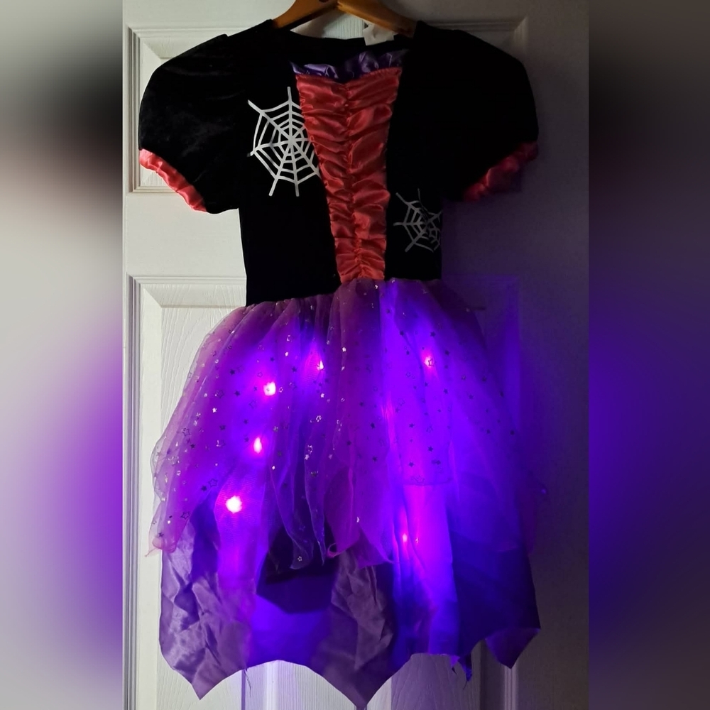 Light Up Witch Costume With Hat And Broom